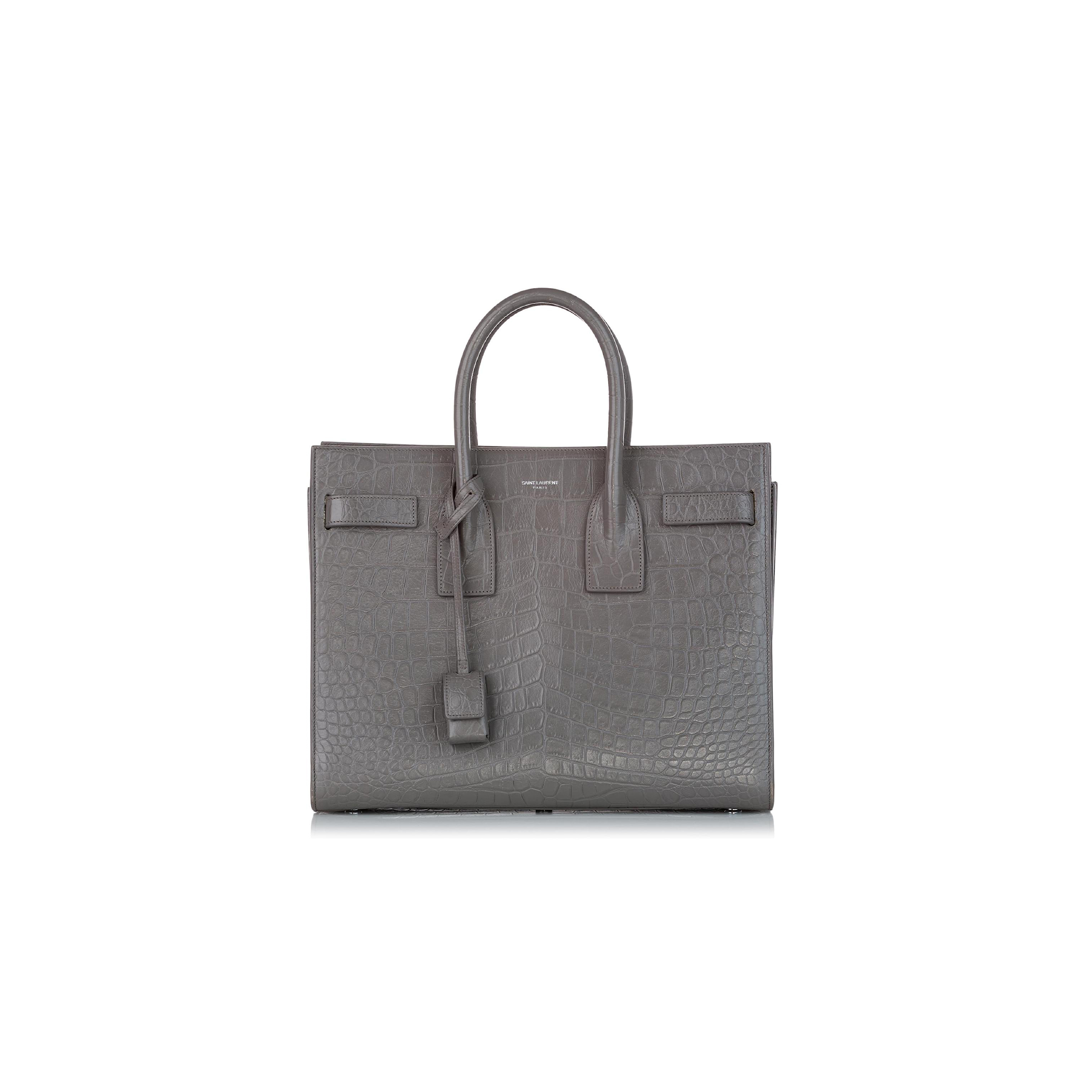 YSL SAC DE JOUR EMBOSSED LEATHER SATCHEL GREY 378299DND1N1202 (22*18*10.5cm)